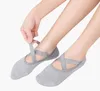 Cotton Cross Strap Non-Slip Yoga Strumpor Silikon Andningsbar Open-Toe Baklösa Blandning Slitstarkt Övning Sox Slipper Kvinnor Hem Bekväma Golv Strumpor