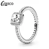 CUTEECO Fashion Eternal Elegance Silver Color Finger Wedding Ring for Women Simple Shiny Stacked Ring Engagement Jewelry X0715