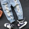 Jeans 16yrs,Brand Pants Kids Trousers Fashion Girls Jeans Children Boys Ripped Jeans Kids Fashion Denim Pants Baby Casual Infant Boys