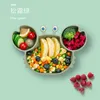Silikon Babyplatta Barns Suctorial Porslin Inlärning Äta Träning Sked Kit Cartoon Seperated Solid Food Bowl 211026