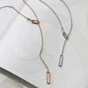 Collier géométrique Simple en acier au titane carré Long Couple longueur réglable chaînes de cadeaux assortis pour hommes et femmes