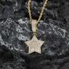 Hänge halsband Hip Hop femspetsig stjärna klo inställning CZ Stone Bling Iced Out Pendants For Men Rapper Jewelry