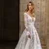 Doce vestidos de noite com decote em v de mangas compridas Volteiro para trás - menos feita applique corrida piso-comprimento novo concebido vestido de baile robe de mariée