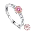 925 Sterling Silver Yellow / Pink Lab Diament Sapphire Pierścień Piękny Prezent Romantyczny Księżniczka Niktle Kobiety