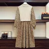 Autumn Winter Women Vintage Floral Dress Knitted Sweater Patchwork Cotton Long Sleeve Flower Print Midi Dresses 210428