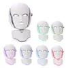 Lager USA 7 Färg LED Light Therapy Face Beauty Machine Ledfacial Neck Mask med Microcurrent for Skin Dighting Whitening Device