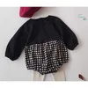 Korean Baby Bodysuits Minimalist Children's Clothes Cute Dot Butt-wrapped Jumpsuit Girl's Checked 210702