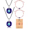 Pingente colares colar pulseira azul resina turca corda de couro para mulheres homens sorte proteção presentes8632015