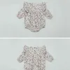 Spring Doll Collar Lange mouwen Babymeisje Bloemen Sweet Bodysuits Outfit 210515