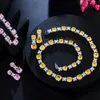 CWWZircons Super Sparkling Square Cut Pink Cubic Zirconia Crystal Mujeres Boda Collar Fiesta Nupcial Traje Conjuntos de joyas T574 H1022