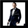 Blazers Mens Clothing Apparel Drop Leverans 2021 Partihandel-Custom Made Groom Tuxedos-Fahsion Men Svart Business Two Button Dress Top Tuxe