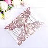 Party Supplies Rose Gold Glitter Laser Cut Cut Card karty z beżowymi wstążkami do ślubu Bridal prysznic zaręczyny Urodziny Graduation RH9921