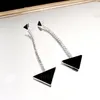 2021 fashion personality classic letter tassel pendant women Earrings titanium steel color lovers jewelry wholesale top quality