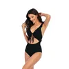 Zl0483 sexig uppsättning 2xl kvinnor solid färg flash cutout slips multicolor one-piece baddräkt dam bikini kvinnlig Biquini tjej sommar strand simning kostym trepunkts bodysuit