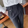 Wysokiej jakości brytyjski styl Business Casual Slim Fit Men Dress Spodnie Solid All Match Formalne Noszenie Spodnie Office Dżentelmeni Męskie Garnitury Blaz