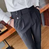 Haute qualité style britannique affaires décontracté coupe ajustée hommes pantalons habillés solide tout match vêtements de cérémonie pantalons de bureau messieurs hommes costumes Blaz