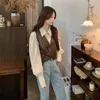 Women's Vests Fashion Suit Early Autumn 2022 Chic Vest Foreign Style Aging Shirt Two-piece Set Stra22