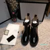 디자이너 - 캐주얼 발목 부츠 스트라이프 두꺼운 발 뒤꿈치 마틴 부츠 크리스탈과 다이아몬드 트림 패션 여성 신발