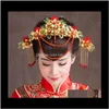 Tiaras Jewelry Drop Delivery 2021 Bridal Classic Headdress Phoenix Crown Hair Chinese Clothing Accessories A-59 Lyshf