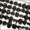JewelryFashion 100 stks / partij Gothic Punk SKL Band Ringen Zwart Color Tough Guy Retro Mix Styles Mens Womens Juwelen Gift (Grootte: 18mm-2m) Drop Del