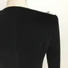 Excllent Quality Est elegante designer jaqueta para senhoras botões de leão cor de bloco de cor Velvet short blazer 210930