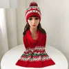 Chapeaux de Noël pour enfants Fourrure balle bride mignon enfant-enfant bébé fille beanie foulard costume tricoté