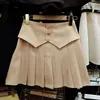 野名ハイウエストボタン韓国プリーツAラインミニスカート新しい因果女性スカートファッションエレガントなMujer Faldas 6e519 210427
