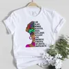 T-shirt Dames I am Black Woman T-shirt Dameskleding Mooie Magic Afrikaanse Meisje Gezicht Grafische Tee Vrouwelijke Melanin Koningin Katoen