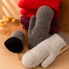 Gants de sport femmes hiver garder au chaud Plus cachemire épaissir solide élasticité doux plein doigts laine tricot mitaines mignon belle