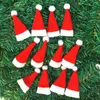 2021 Mini Lint Santa Claus Hat Cover Wrap Cap Christmas Lollipop Candy Sugar Decor