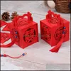 Wrap Event Festive Party Supplies Home & Garden4Pcs Chinese Style Wooden Candy Box Blue Bead Tassel Decorations Hollow Out Sweet Case Portab