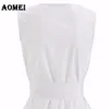 Femmes Chemisier Blanc Sans Manches Avec Ceintures Col En V Couleur Unie Femme Tops Chemise Blusas Plus La Taille 3XL Bureau Dames De Mode 210416