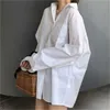 Chemisier blanc femmes Blouse crème solaire à manches longues chemise femmes été automne décontracté chemise ample pour femme Blusas 11105 210527