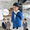 Baby Boy Girl Woolen Kurtka Długie Podwójne Breasted Infant Torddle Lapel Tweed Płaszcz Spring Fall Winter Baby Znosić ubrania 1-12y H0909