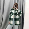 lente mode oversize groen plaid jas vrouwen winterjas casual kantoor werk losse Koreaanse uitloper 210521