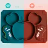 Silicone Bowl for Baby Feeding Teether Toys 0-12 Months Dinosaur Cartoon Set Tableware Plate 3pc/Set 211026