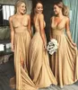 Champagne Burgundy Dark Navy Bridesmaid Dresses V Neck Backless Split Evening Gowns cps3007