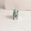 Kluster ringar vintage tibet boho silver färg grön harts sten för kvinnor fest turkos antik stor oval snidad blomma ring o5x729