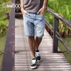 Simwood 2021夏の新しいSELVAGEデニムショーツファッションリッピングニーレングスジーンズレッドライン高品質リッピングショーツ180085 H1210