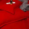 Cubierta de edredón rojo Conjunto de tapa de la cama de la piel suave para la piel