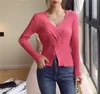 Sexy tiefer V-Ausschnitt Pullover Frauen Kleidung Mode Langarm Pullover Slim Bottoming gestrickt weiblich 210519