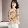 Camicetta di moda coreana Camicia di chiffon a pois dolce Camicia a maniche corte francese di estate delle donne Camicie corte Blusa Mujer 14725 210528