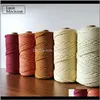 Garnkläder Tyg Apparel Drop Leverans 2021 100Percent Cotton 4mm Rame Färgglada Cord Rope Twisted Craft String DIY Hem Textil Bröllop D