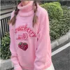 Dołączają Swater Turtleeck Sweet Hafdery Truskerry Pknetted Pullover Ropa Mujer Zużycie Ogabersja luźna jumper Pull Femme 210917