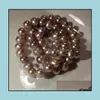 Naszyjniki z koralikami wisiorki biżuteria 9-10 mm fioletowy naturalny naszyjnik perłowy 18-calowy choker dar
