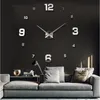 Relógios de parede 2021 Design moderno Grande relógio 3D DIY Quartz Moda Relógios Acrílico Espelho Adesivos Sala de estar Decoração de Casa Horloge