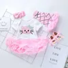 Baby Girl Dresses Pink Fluffy Tulle Sukienka dla pierwszej sukienki urodzinowej + buty + pałąk + skarpetki 4 sztuk garnitur ubrania 0-2t YK006 210610