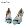 SOPHITINA Sweet Woman Pumps Genuine Leather Pointed Toe Shallow Thin Heels Soft Breathable Handmade Sexy Shoes Basic Pumps PC140 210513