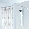 Extendable Curved Shower Curtain Rod U Shaped 201 Stainless Steel Poles Punch Bathroom Rail 6 Size Curtains3046770