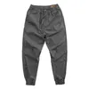 Fall Cotton Pants Men's Korean-Style Breathable Washed Cropped Casual Pants Elastic Waist Ankle Banded Cargo Pants Male Trousers X0723